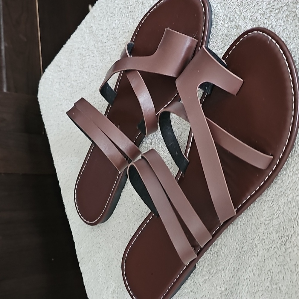 Brown Strappy Sandals. Vegan Leather.